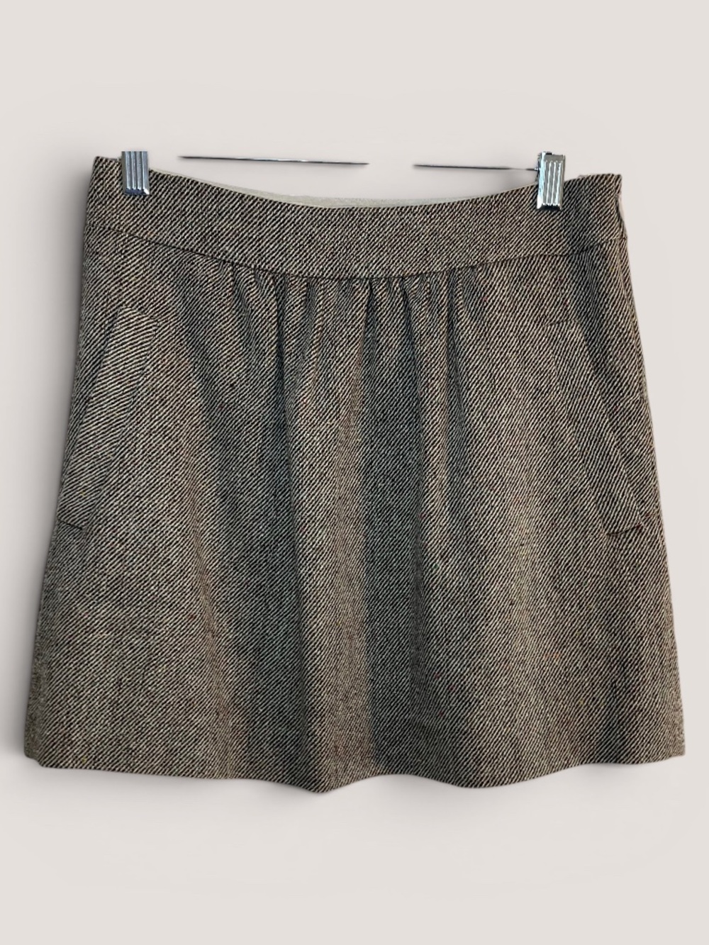 J. Crew Diagonal Twill Tweed Wool Blend Skirt Donegal Flecking Size 2